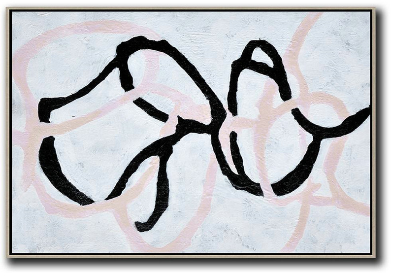 Handmade Painting Large Abstract Art,Hand-Painted Oversized Horizontal Minimal Art On Canvas,Large Living Room Decor